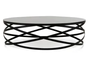 13" Black Metal And Glass Coffee Table