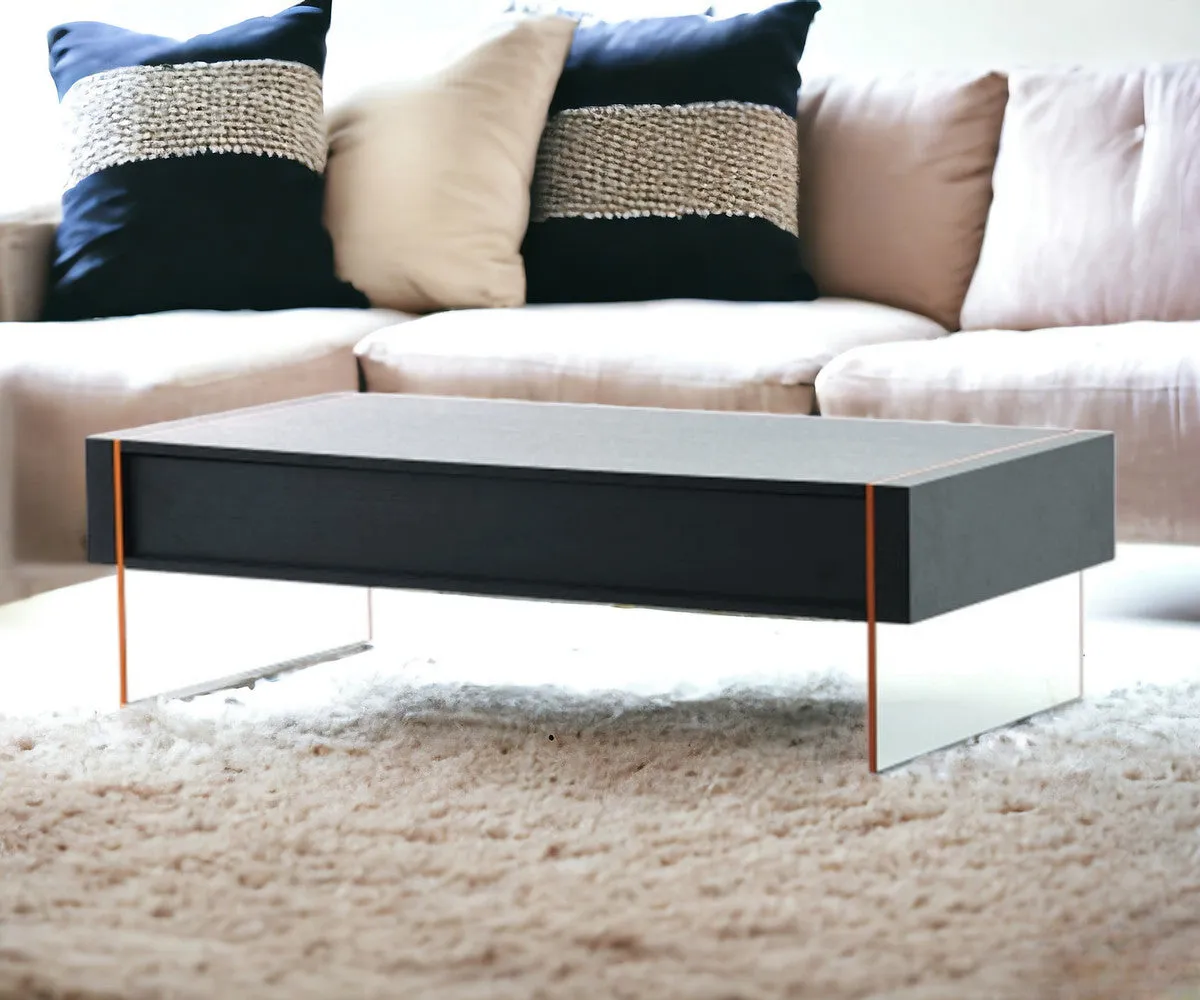 15" Black Mdf And Glass Floating Coffee Table