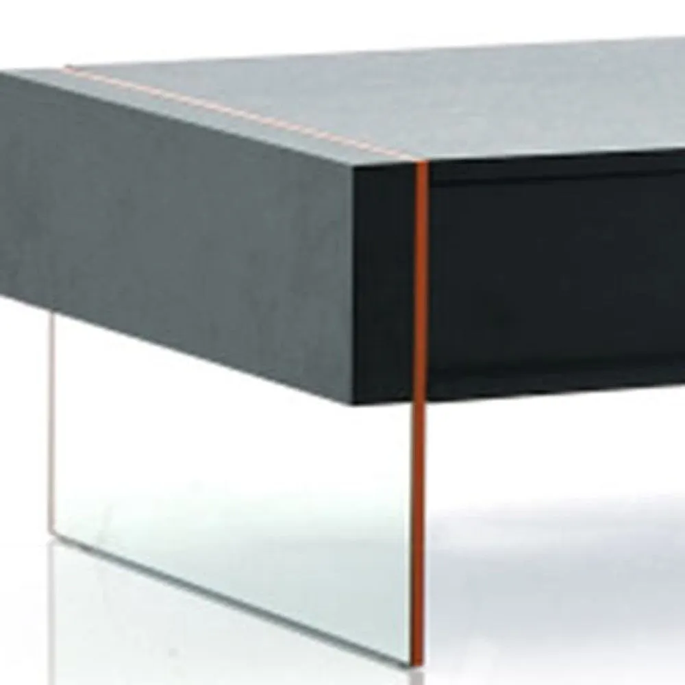 15" Black Mdf And Glass Floating Coffee Table