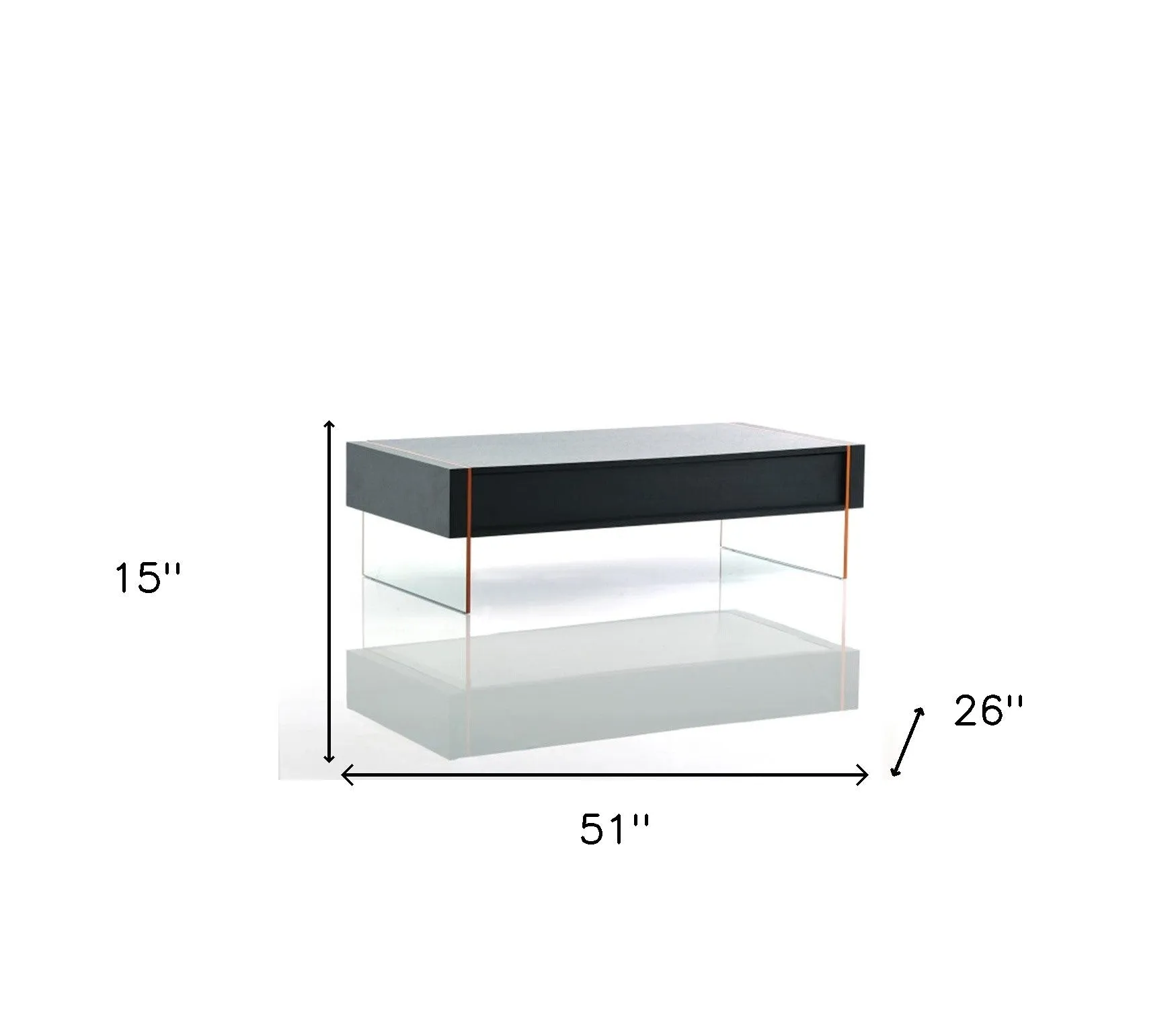 15" Black Mdf And Glass Floating Coffee Table