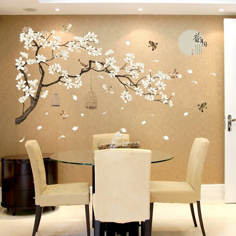 187*128Cm Big Size Tree Wall Stickers Birds Flower Home Decor Wallpapers For Living Room Bedroom Diy