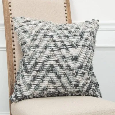 20"x20" Chevron Throw Pillow Natural/Gray - Rizzy Home