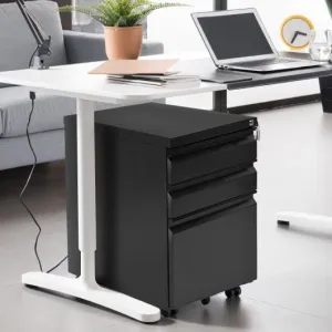 3 Drawers Rolling File Storage Cabinet-Black