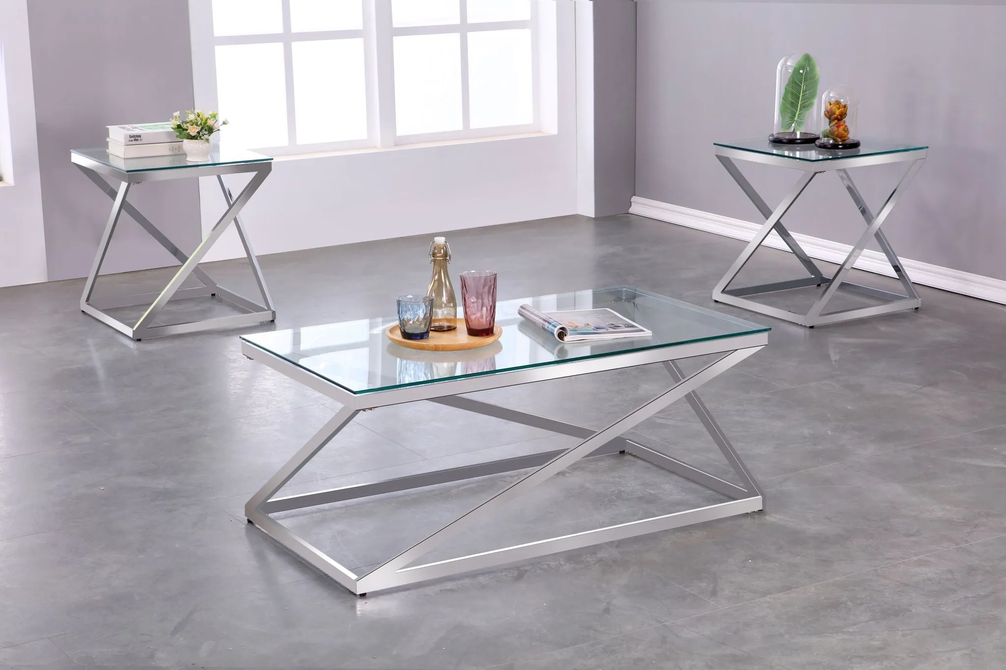 3-Peice Coffee Table Set - Silver