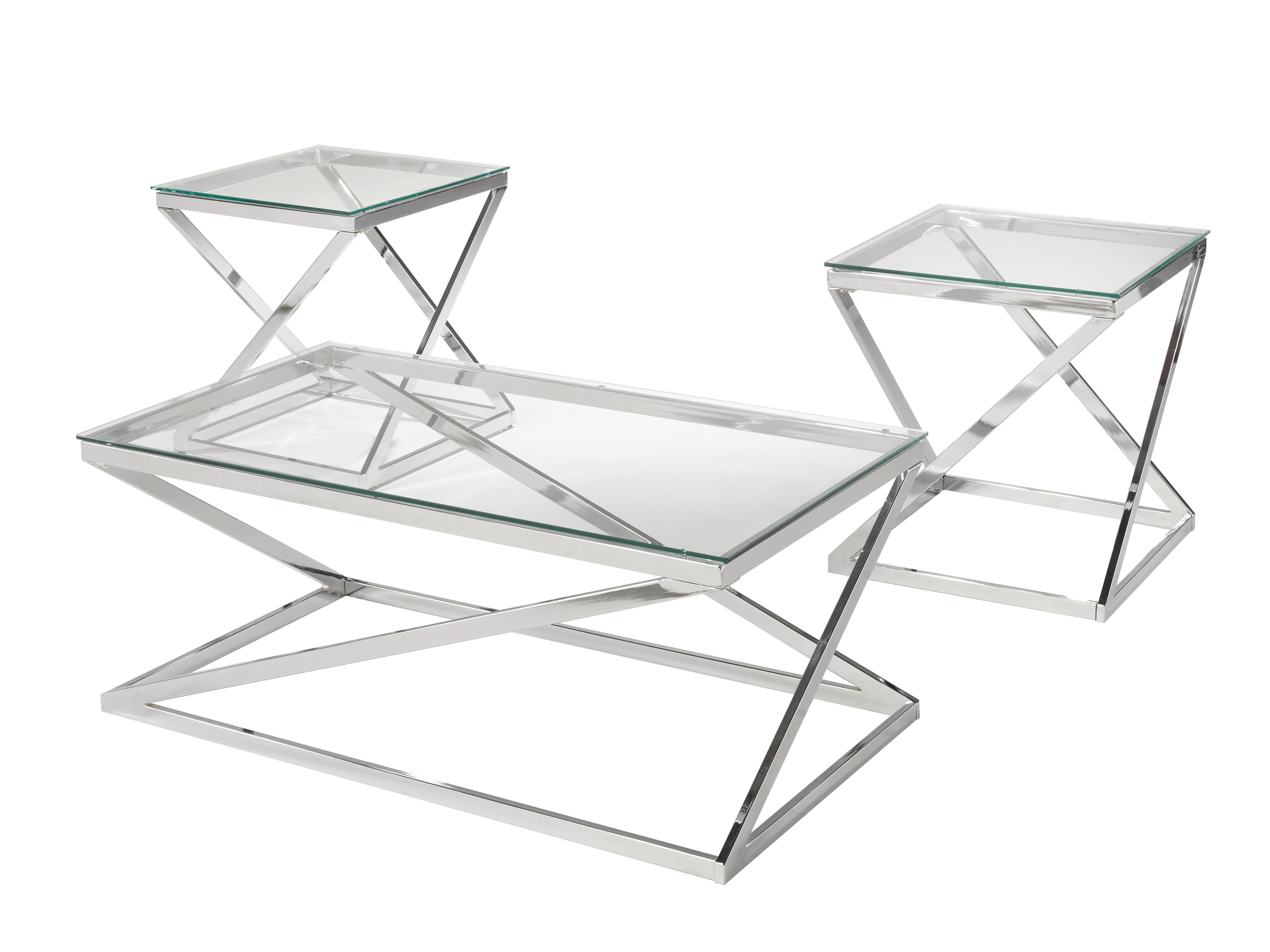 3-Peice Coffee Table Set - Silver