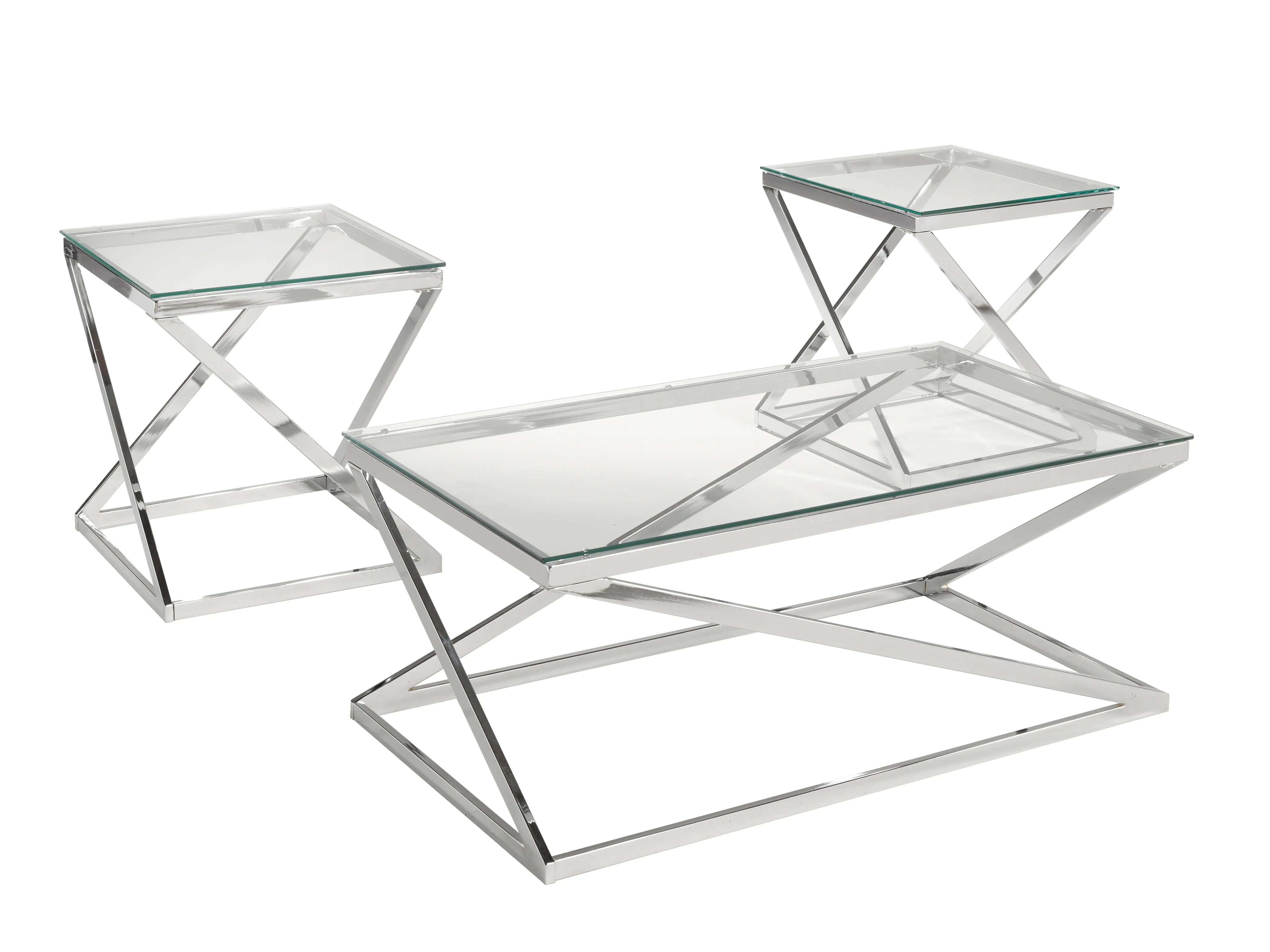 3-Peice Coffee Table Set - Silver