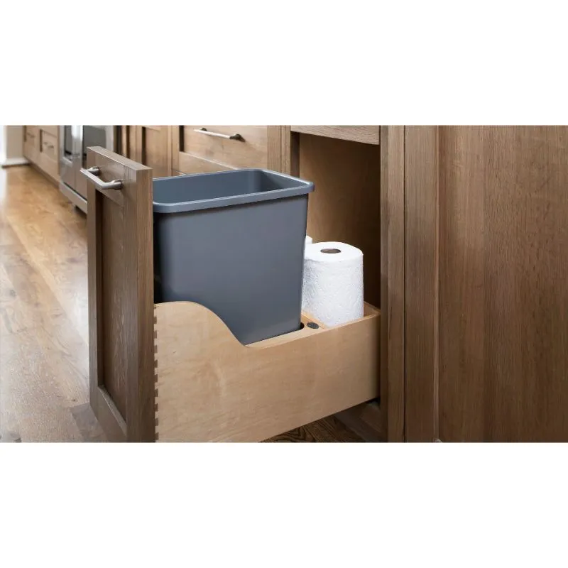 4WCSC Series Metallic Silver Bottom-Mount Double Waste Container Pull-Out Organizer (18" x 21.66" x 20.38")