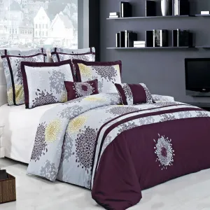 7 Piece Fifi 100% Cotton Embroidered Duvet Cover Set