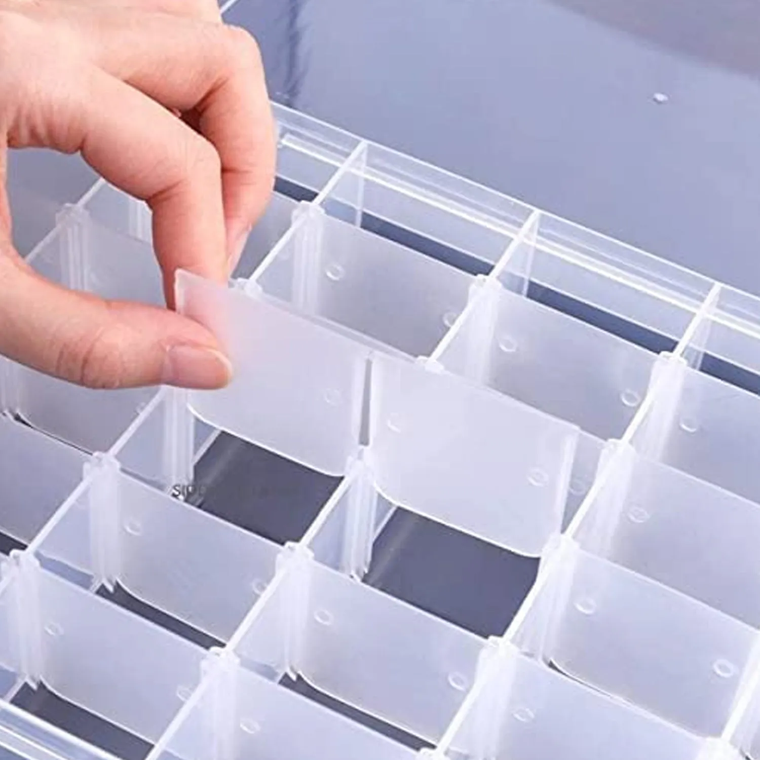 7673  36 Grids Clear Plastic Organizer Box with Adjustable Compartment Dividers, Jewellery Storage Organizer Collection Box (1 pc )