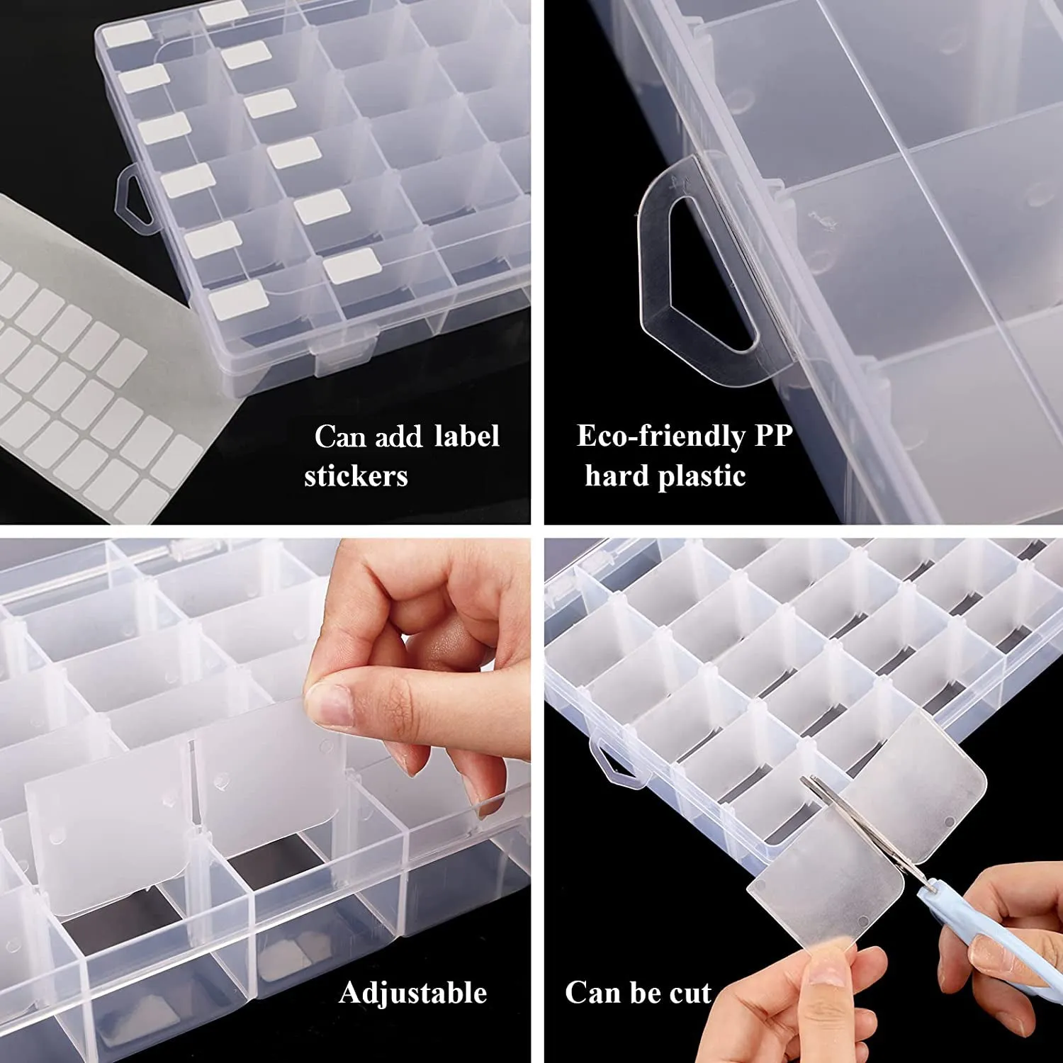 7673  36 Grids Clear Plastic Organizer Box with Adjustable Compartment Dividers, Jewellery Storage Organizer Collection Box (1 pc )