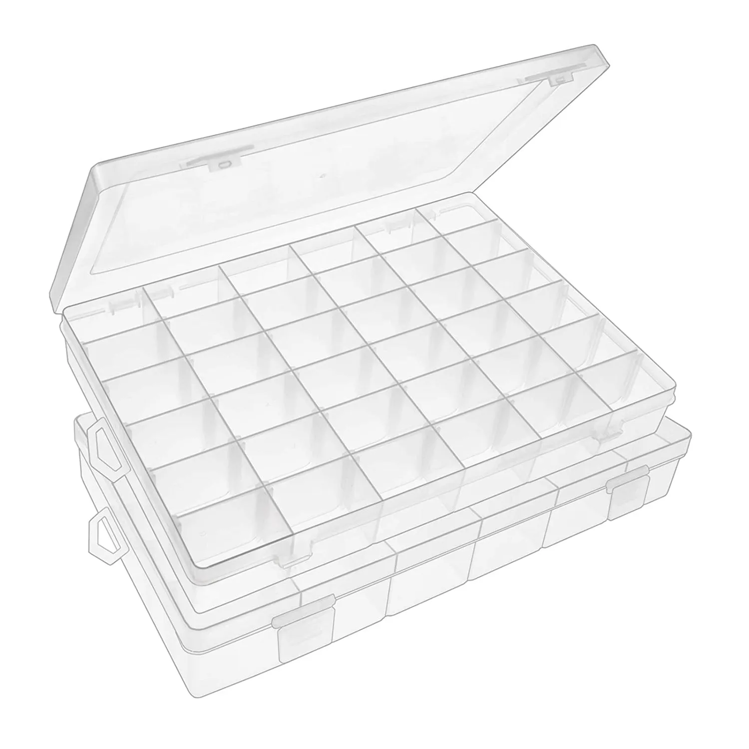 7673  36 Grids Clear Plastic Organizer Box with Adjustable Compartment Dividers, Jewellery Storage Organizer Collection Box (1 pc )