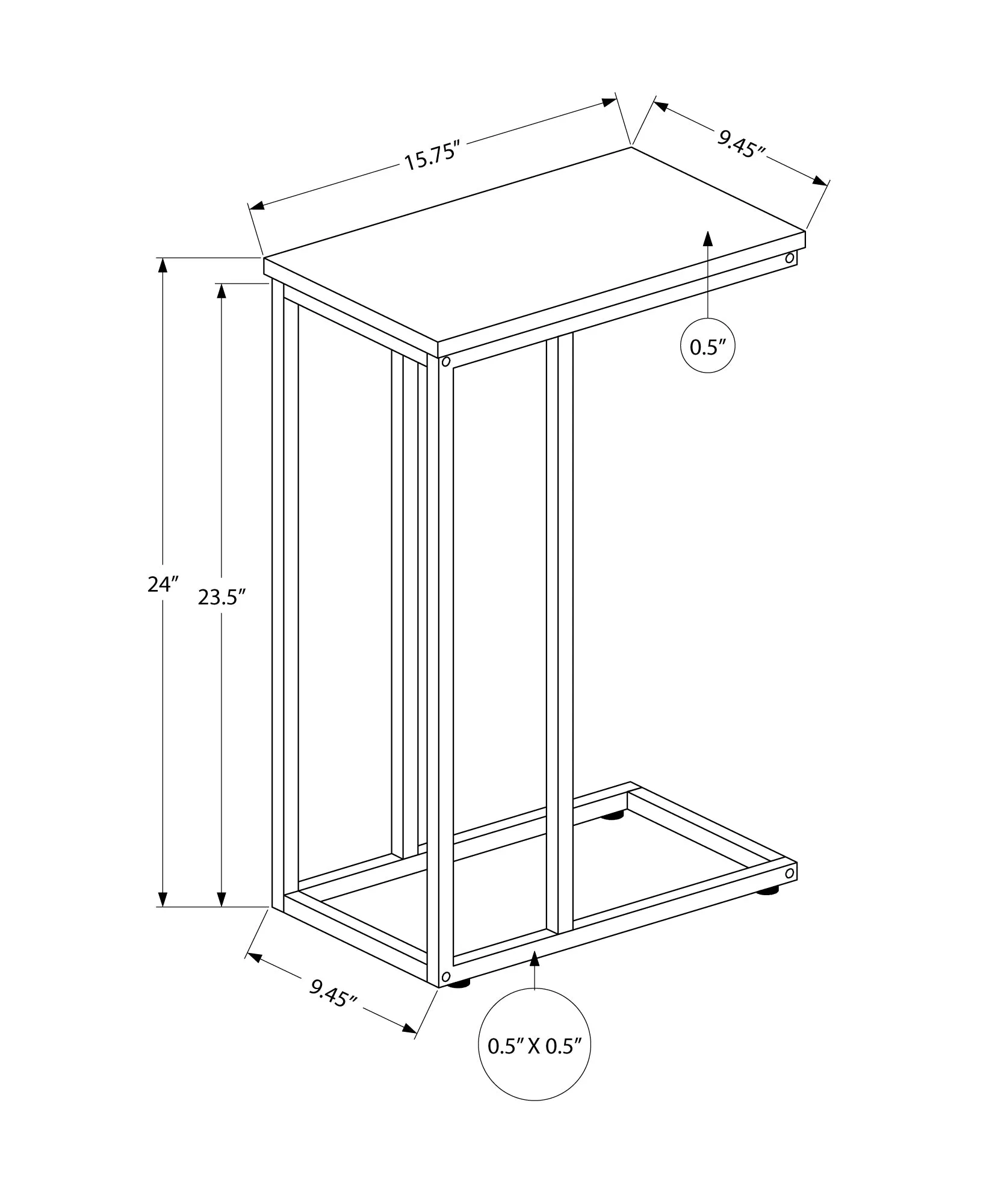 Accent Table - 25"H / Black / Black Metal