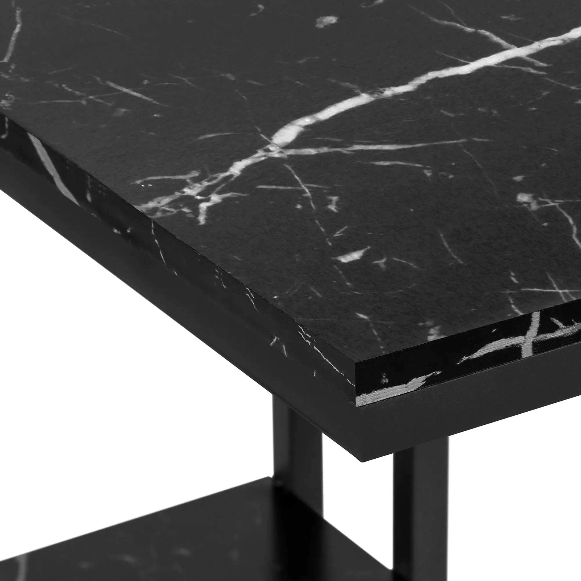 Accent Table - 25"H / Black Marble / Black Metal