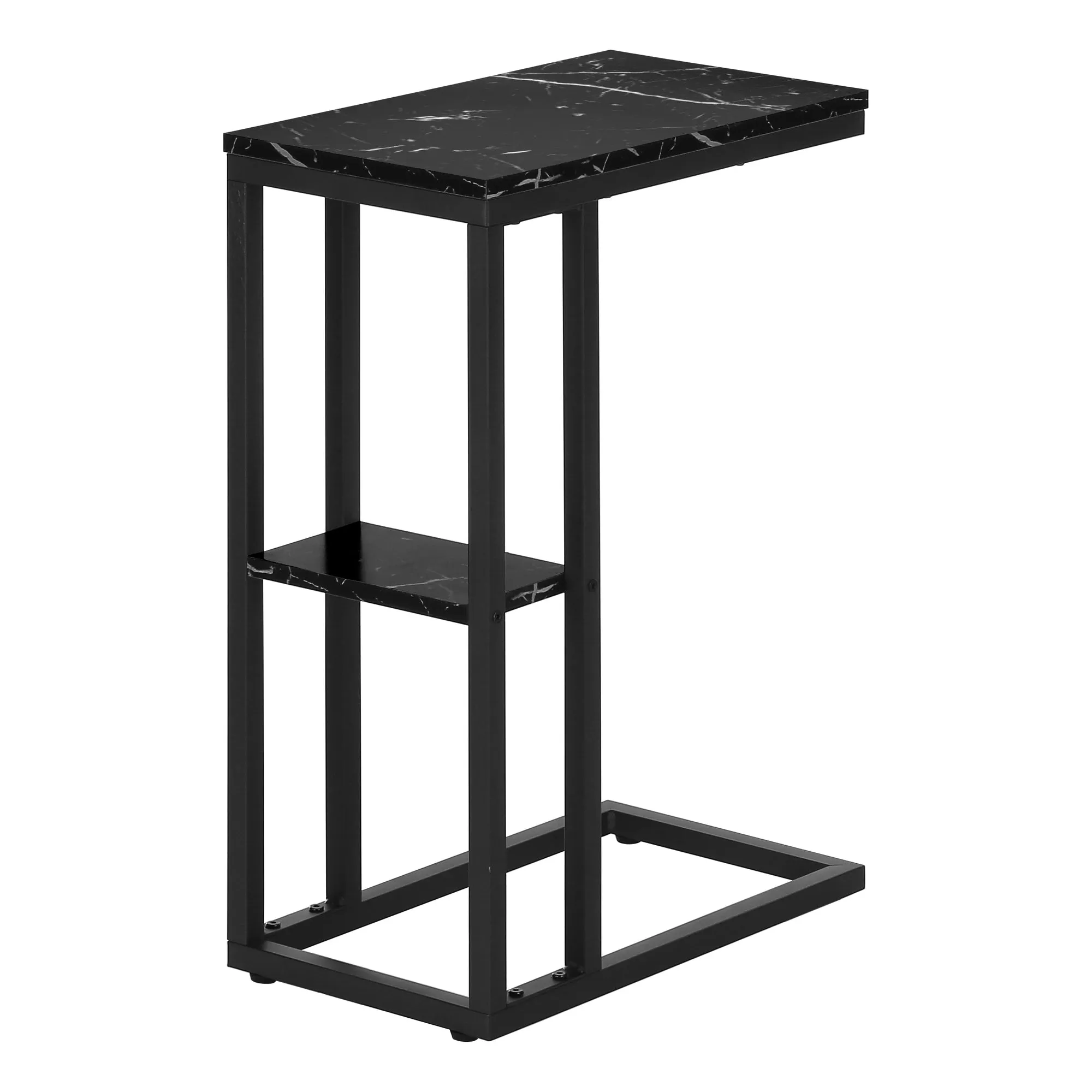 Accent Table - 25"H / Black Marble / Black Metal