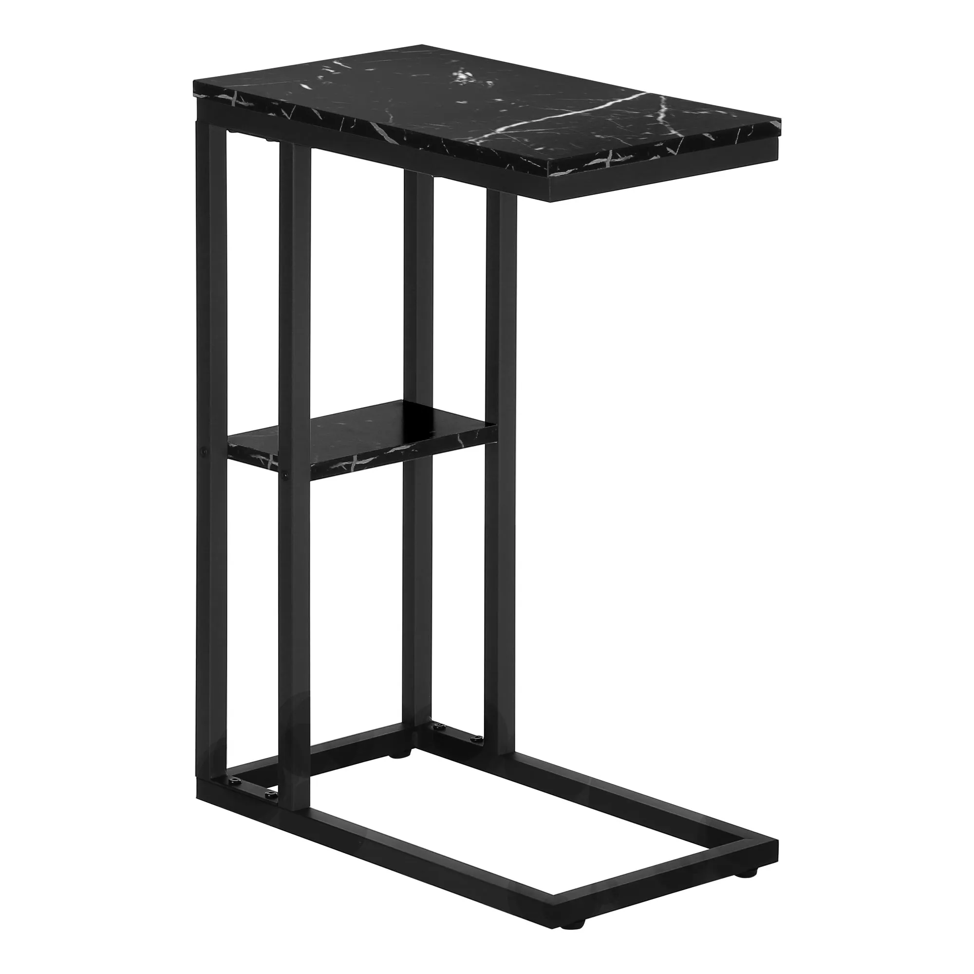 Accent Table - 25"H / Black Marble / Black Metal