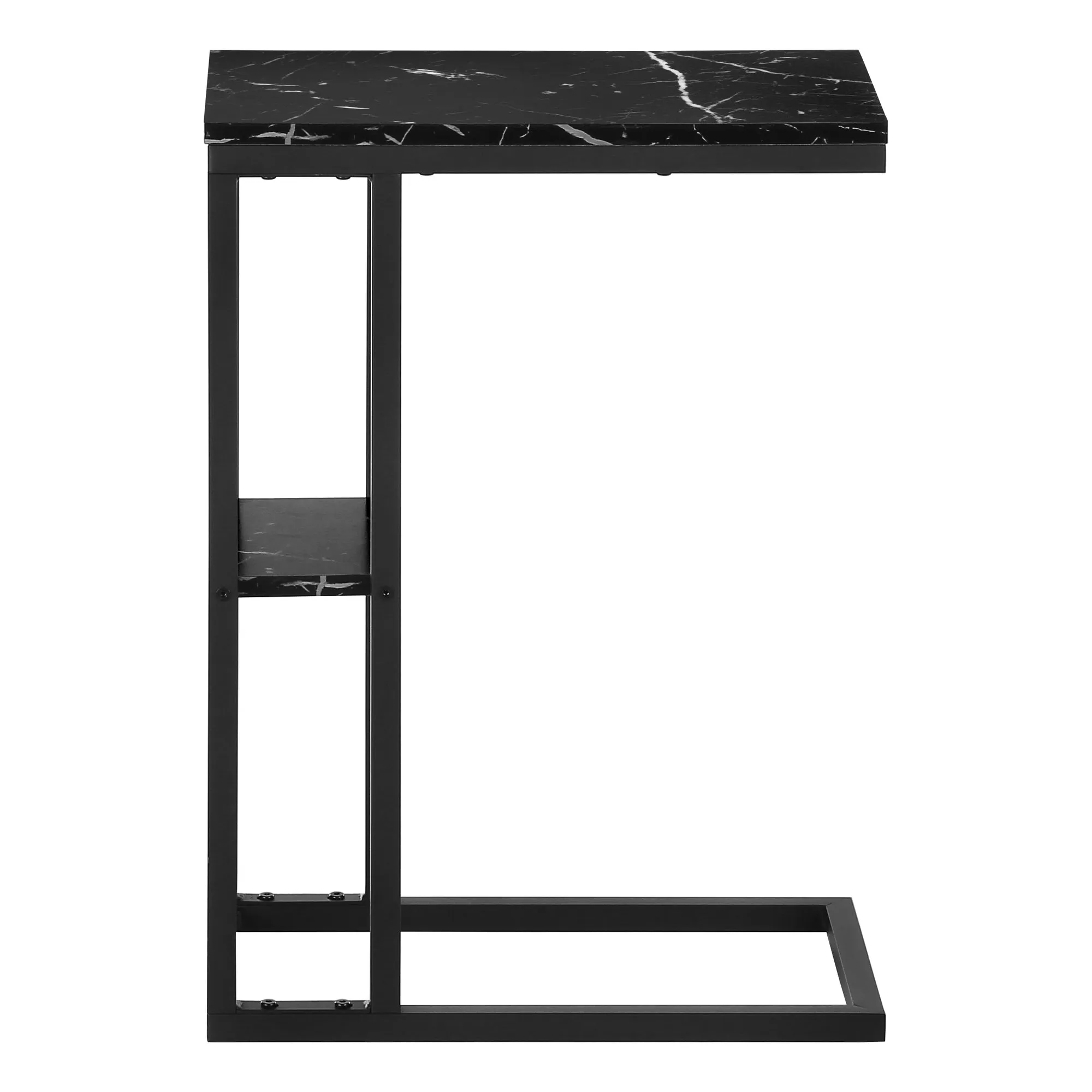 Accent Table - 25"H / Black Marble / Black Metal