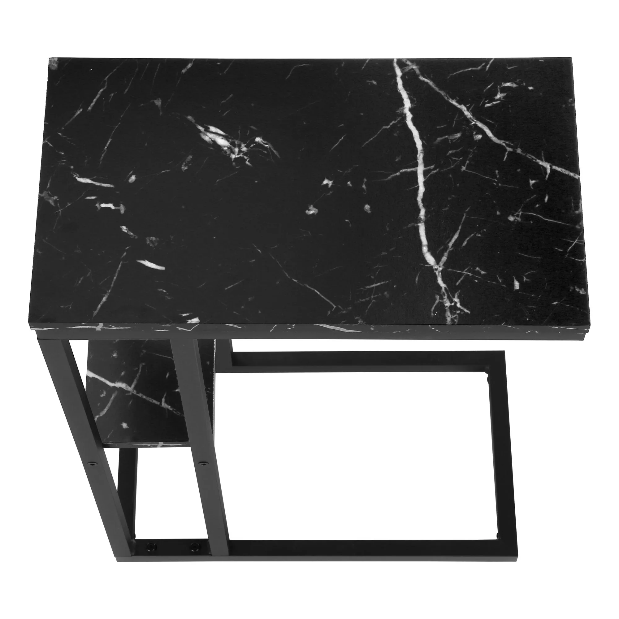 Accent Table - 25"H / Black Marble / Black Metal