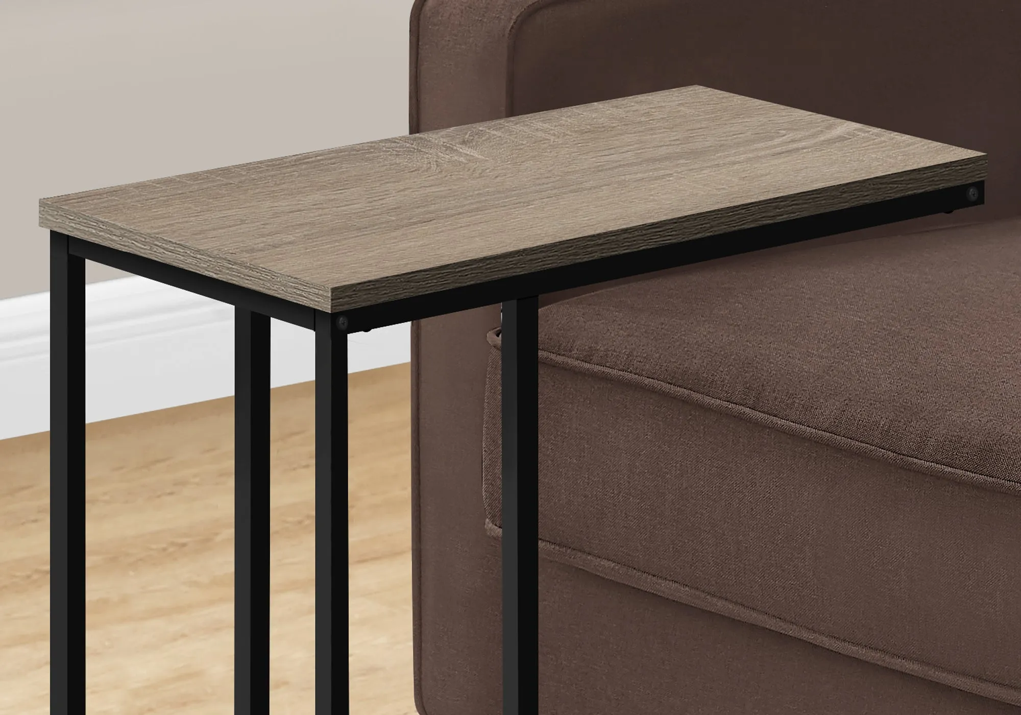 Accent Table - 25"H / Dark Taupe / Black Metal