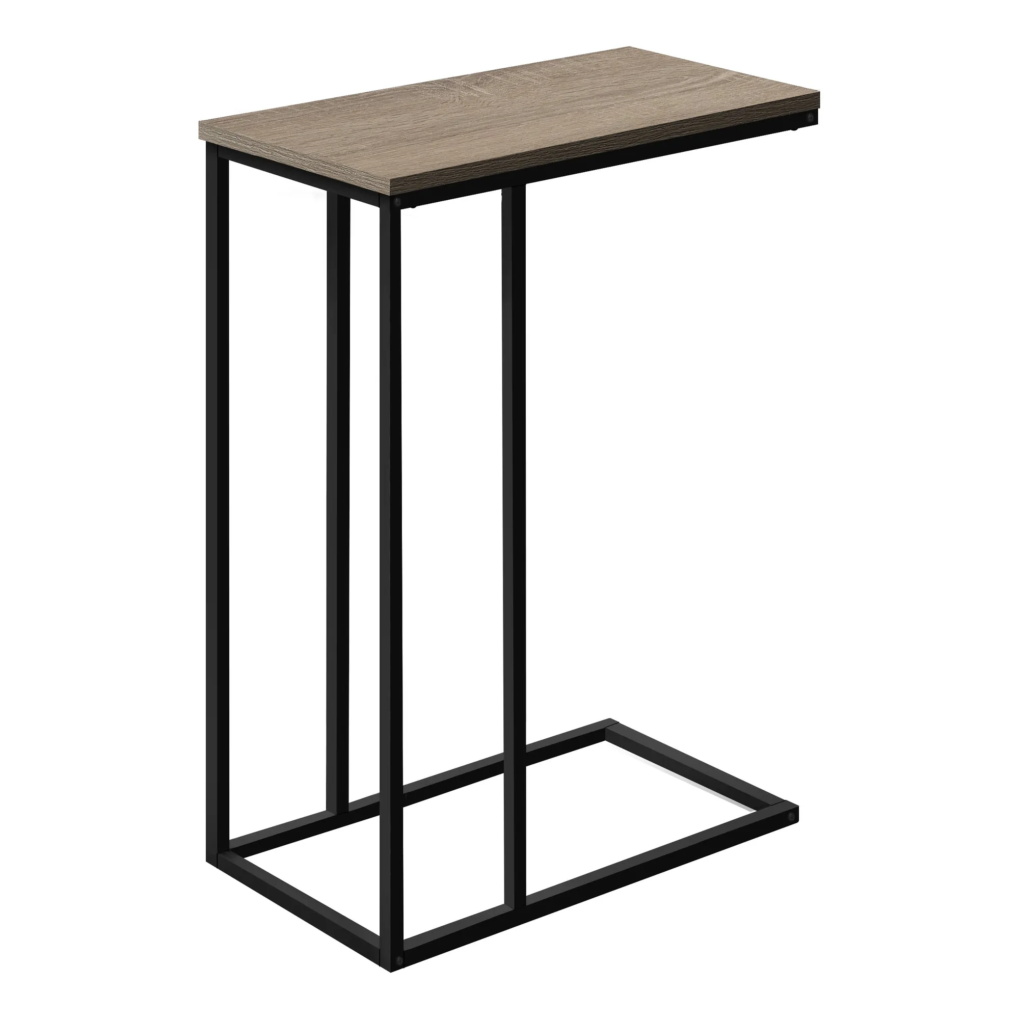 Accent Table - 25"H / Dark Taupe / Black Metal