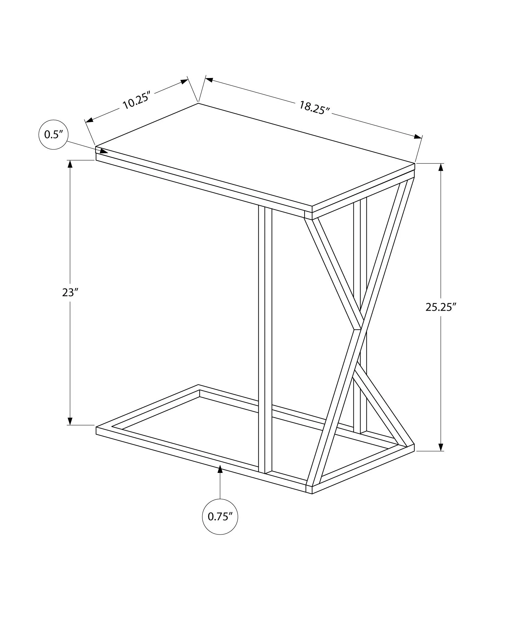 Accent Table - 25"H / Dark Taupe / Black Metal