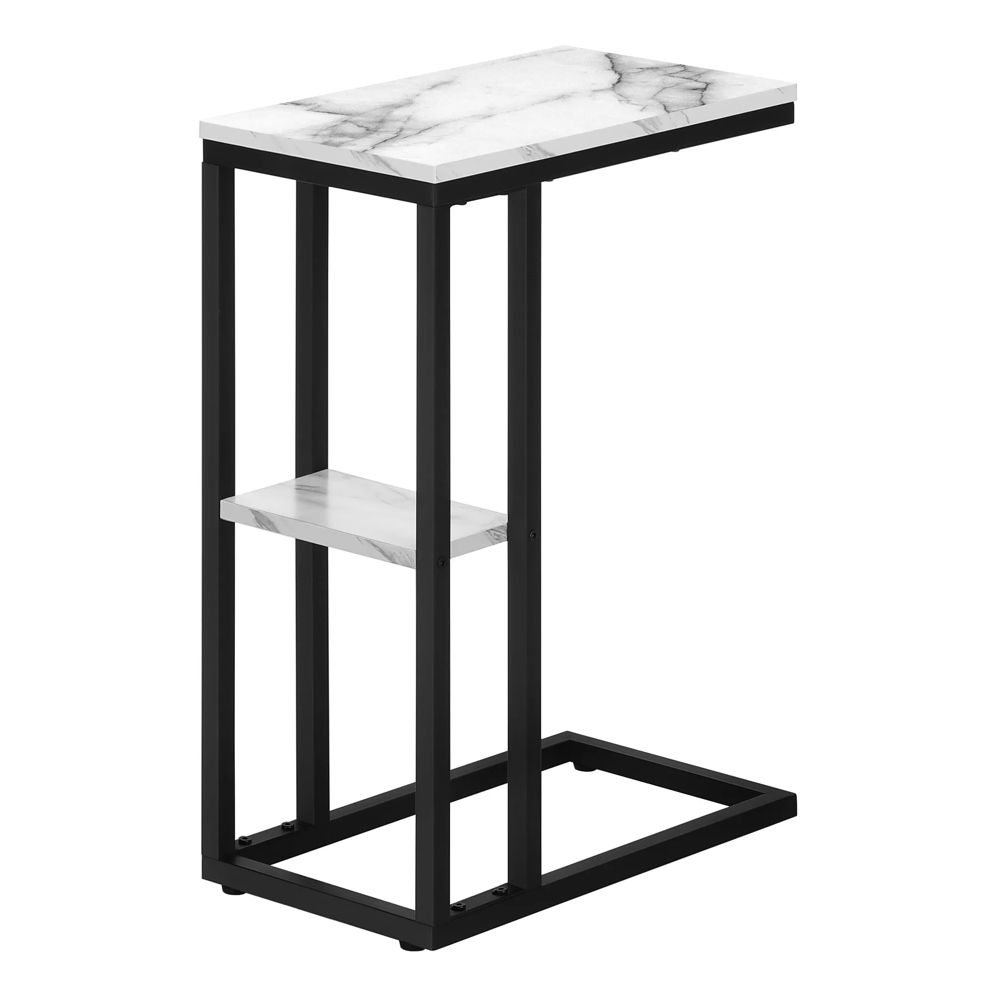 Accent Table - 25"H / White Marble / Black Metal