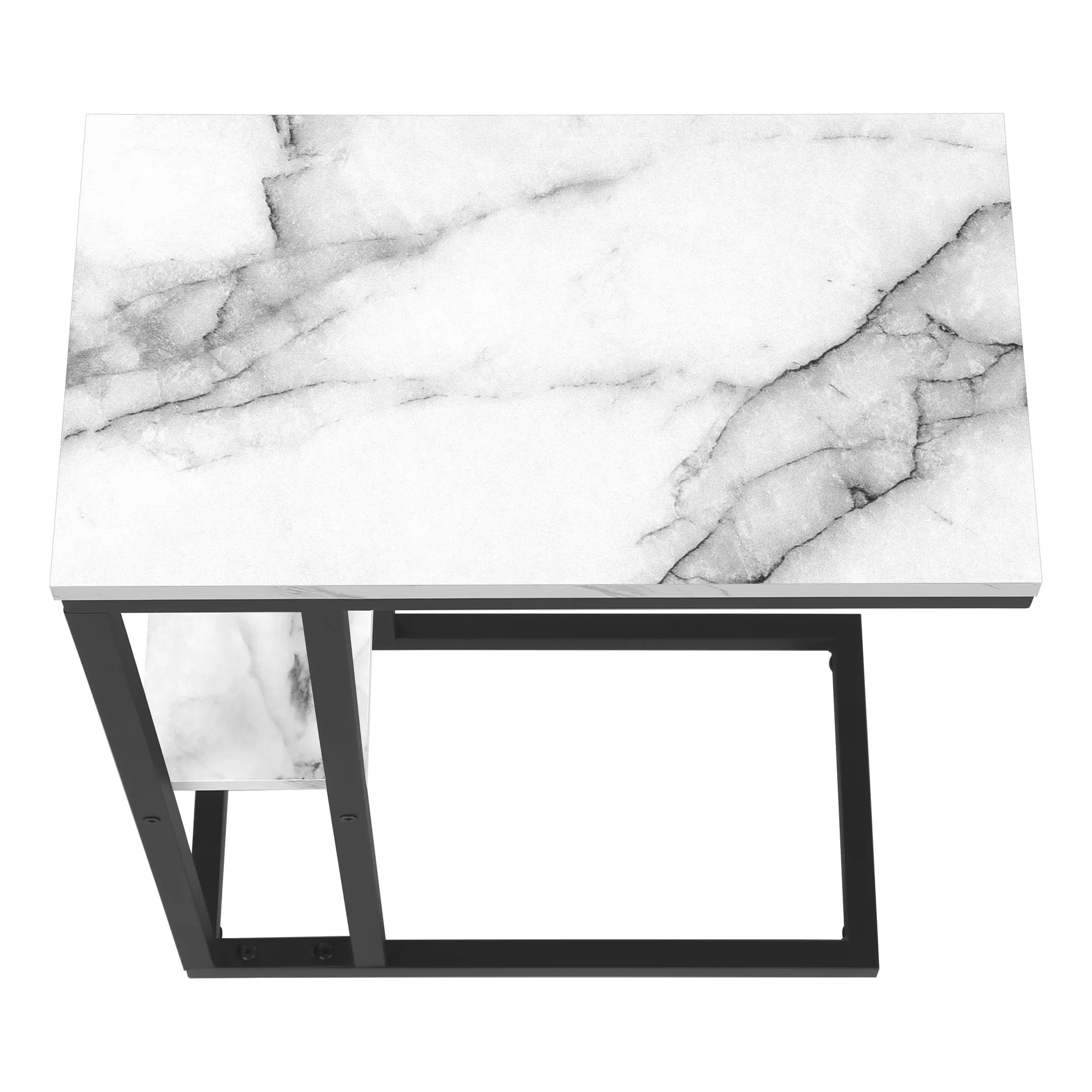 Accent Table - 25"H / White Marble / Black Metal