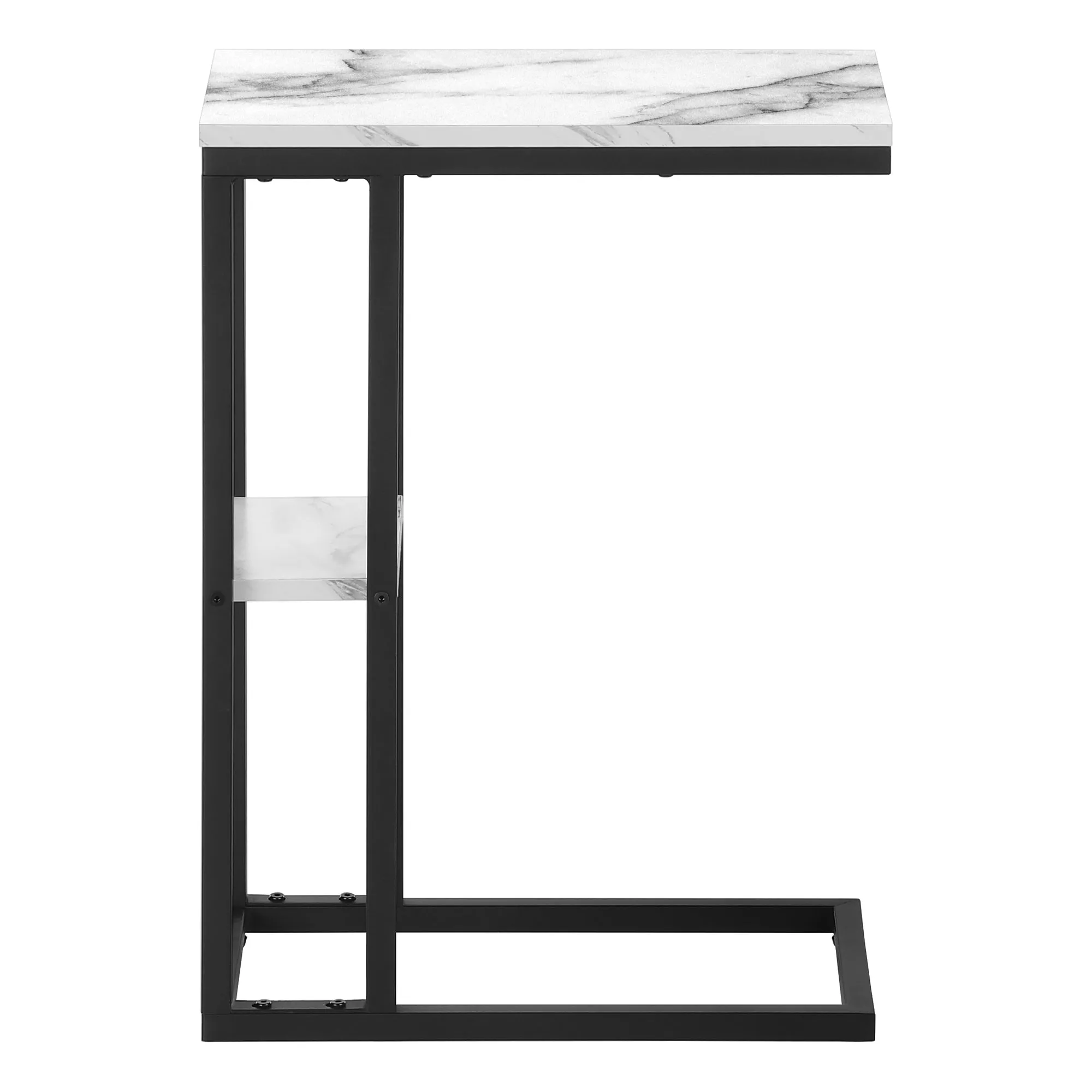 Accent Table - 25"H / White Marble / Black Metal