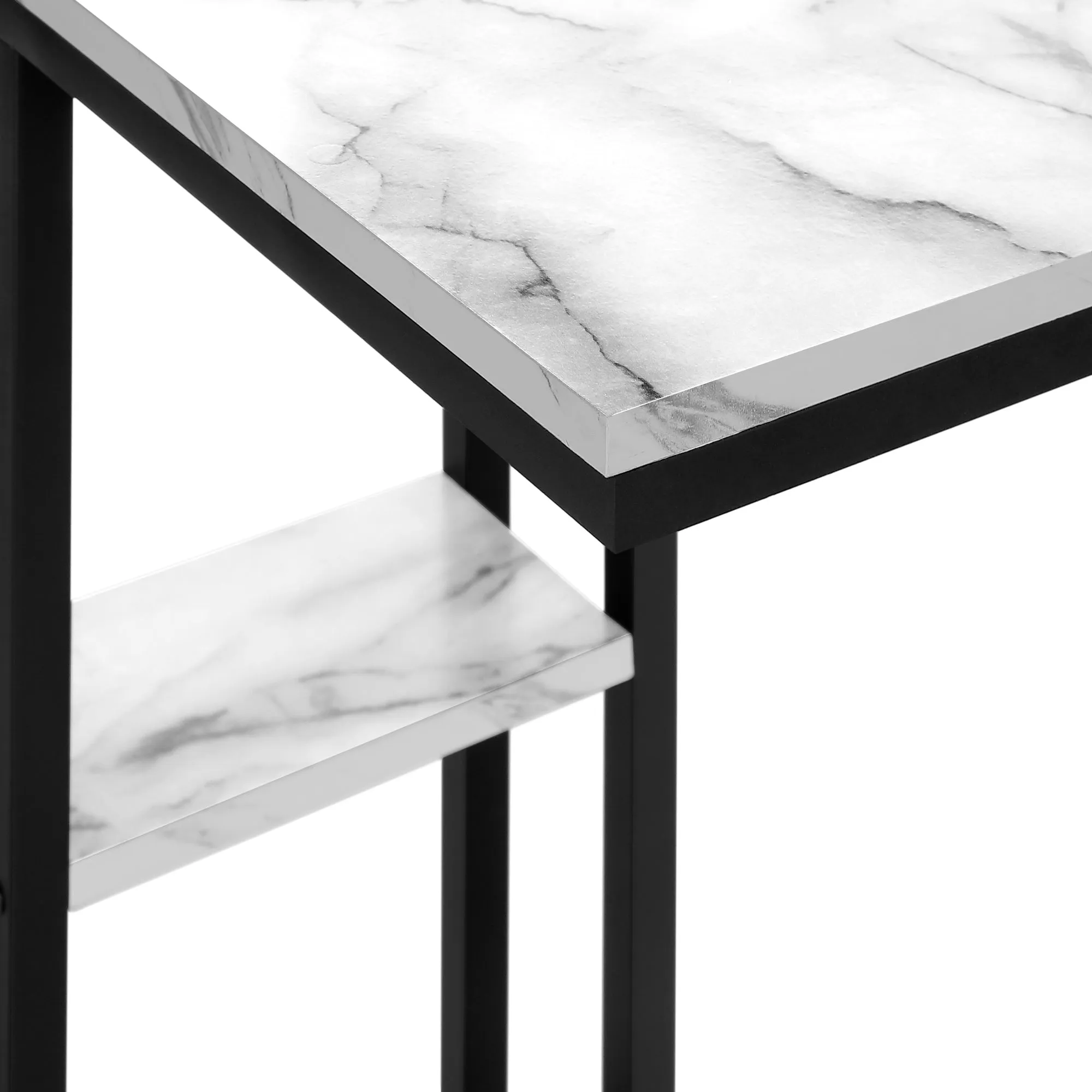 Accent Table - 25"H / White Marble / Black Metal