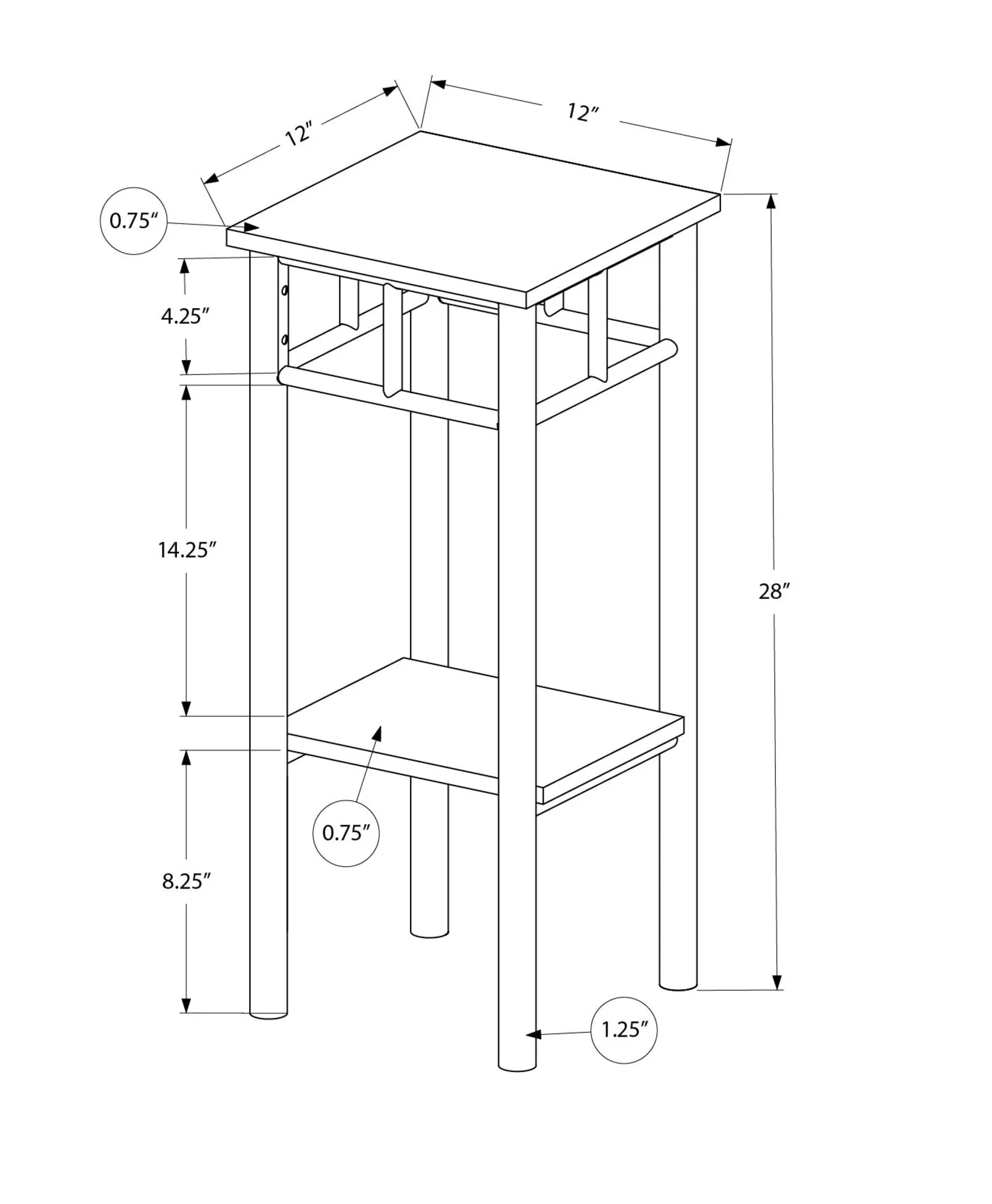 Accent Table - 28"H / White / White Metal