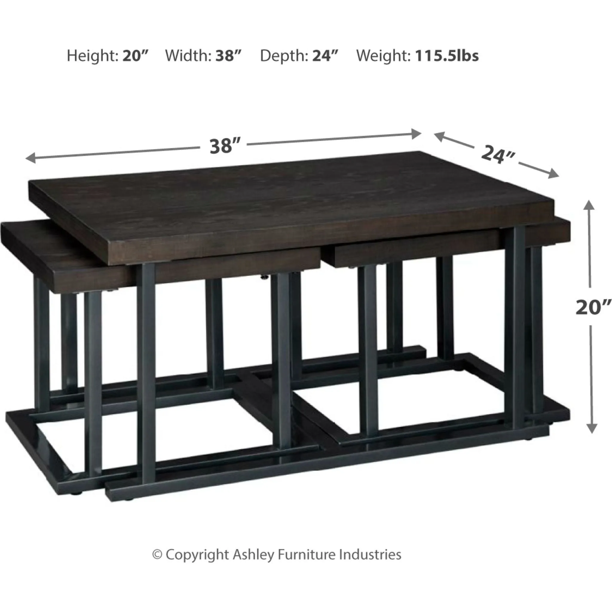 Airdon Cocktail Table with 2 Stools