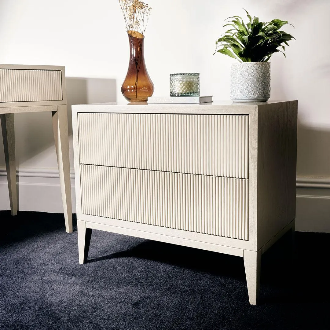 Amur Wide Bedside Cabinet - Grey - RV Astley