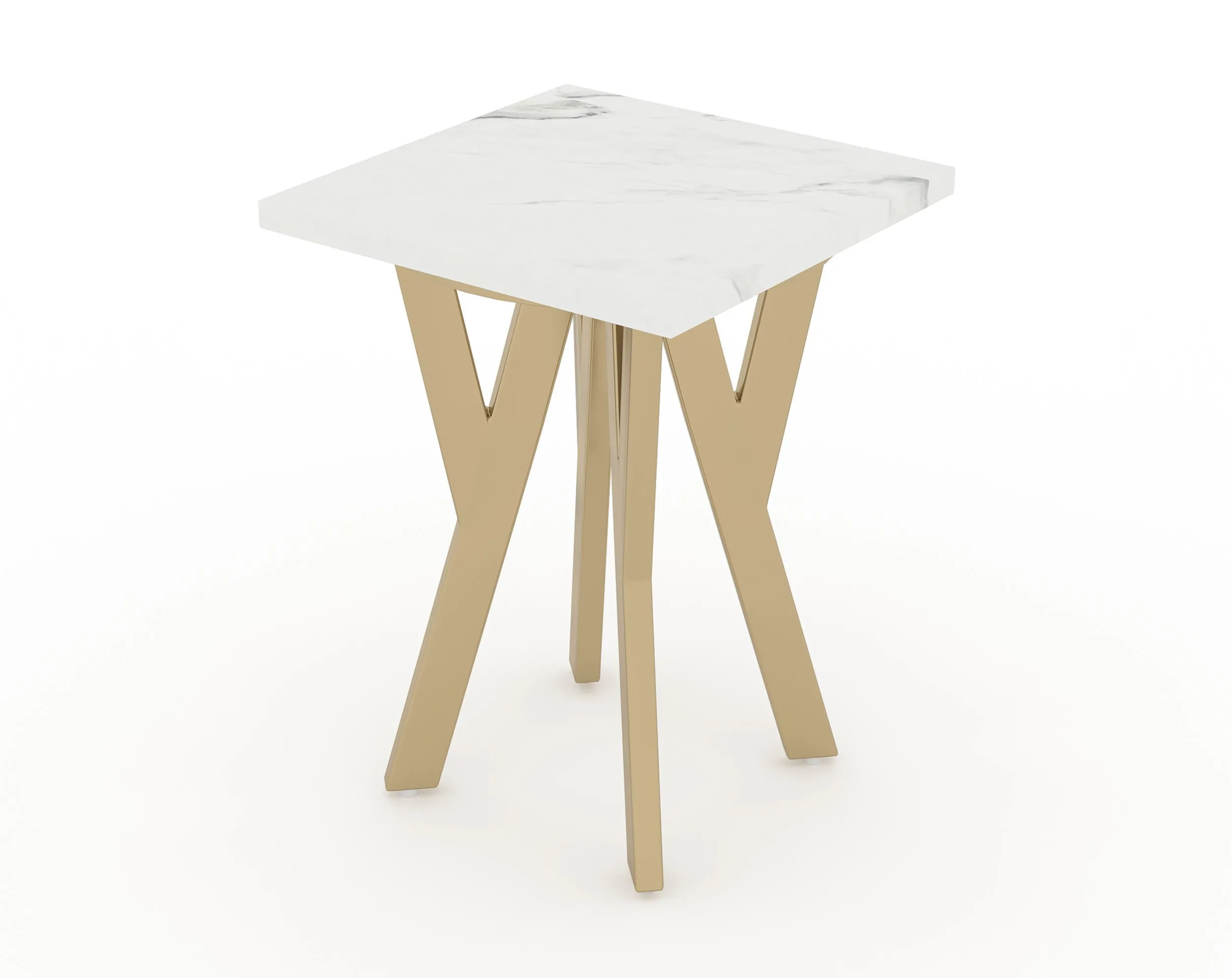 Aurum Marble Top Side Table In Gold Finish