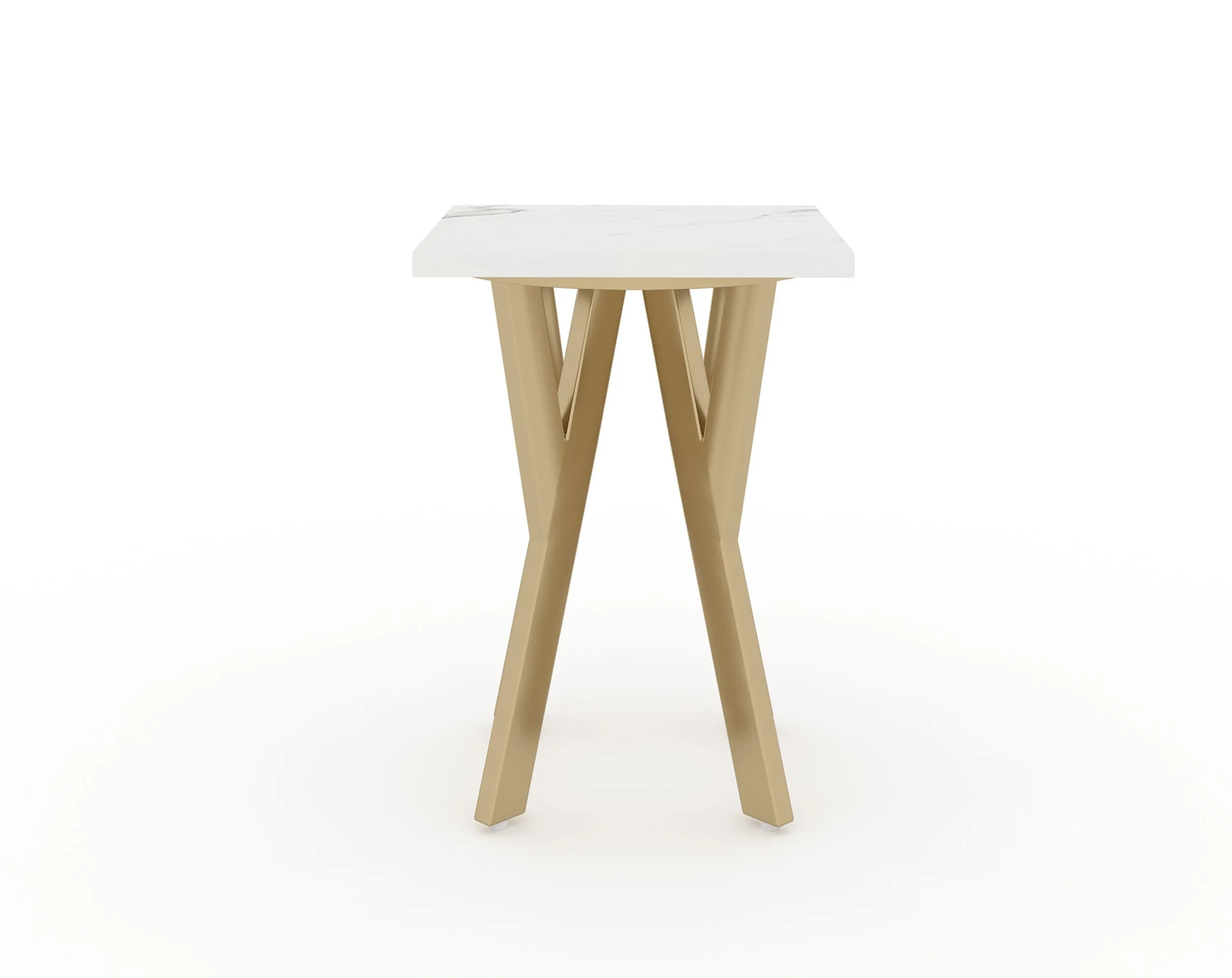 Aurum Marble Top Side Table In Gold Finish