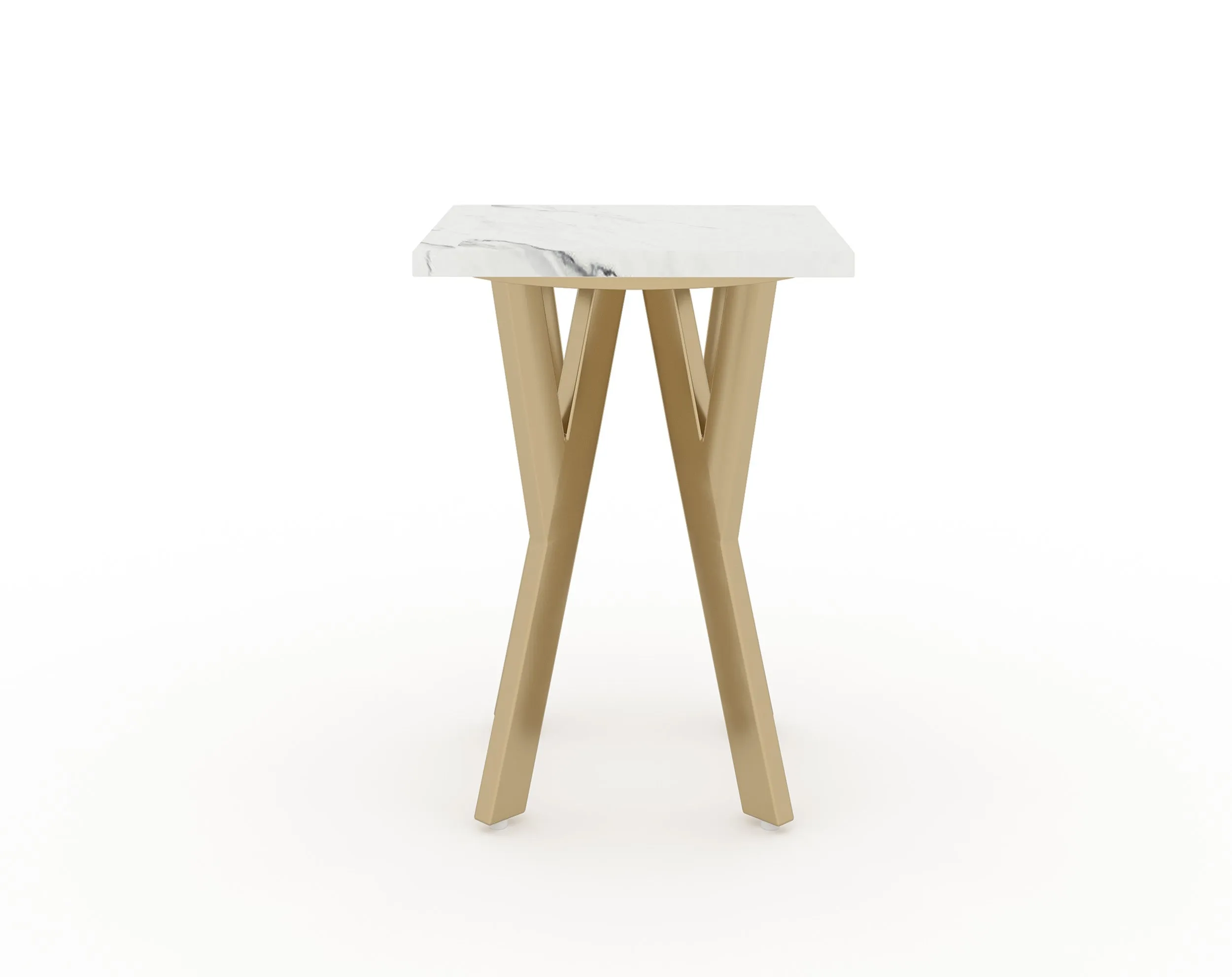 Aurum Marble Top Side Table In Gold Finish