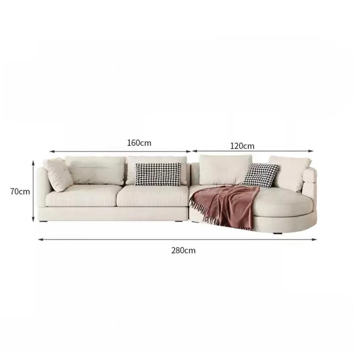 Bax Designer Sectional Round Chaise Sofa