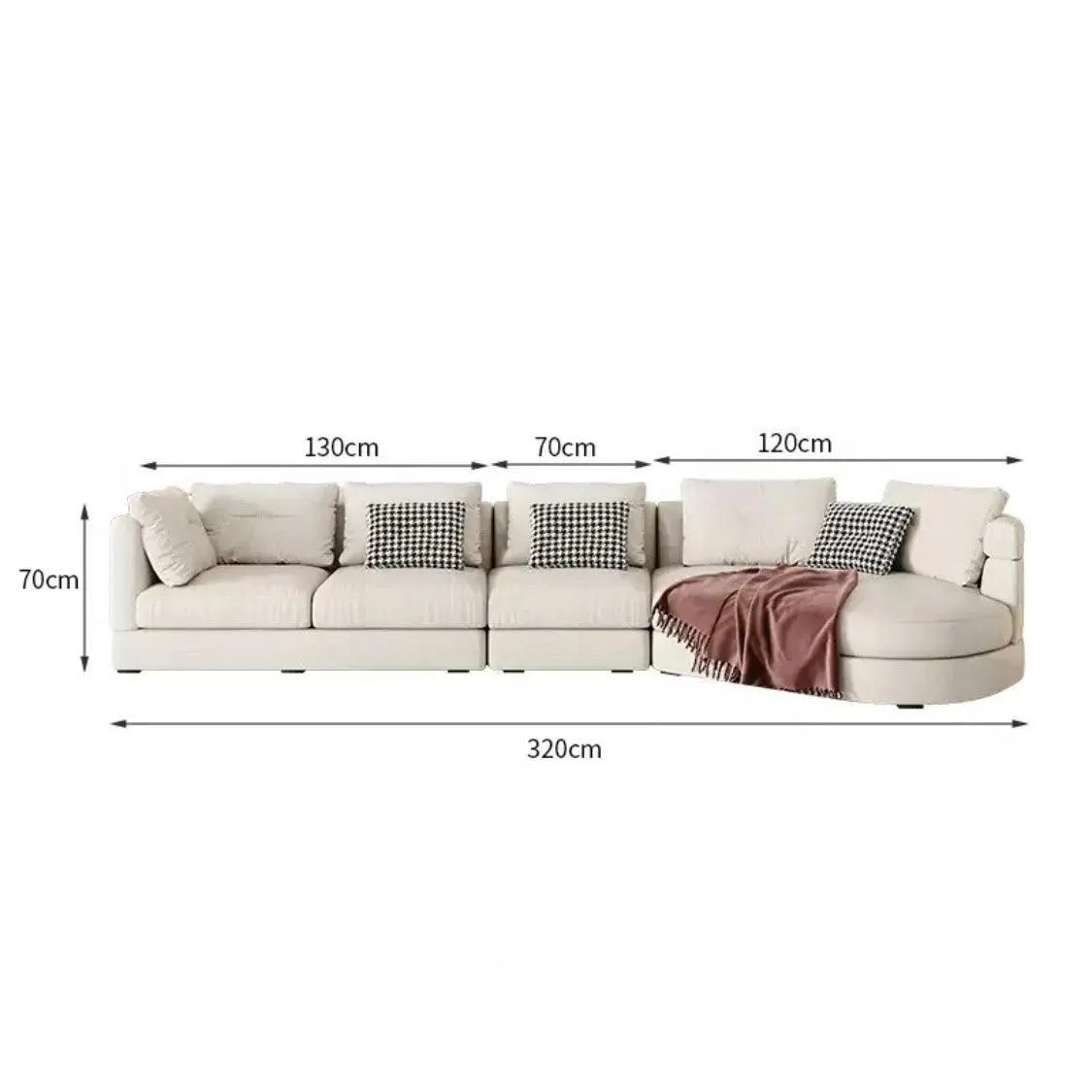 Bax Designer Sectional Round Chaise Sofa