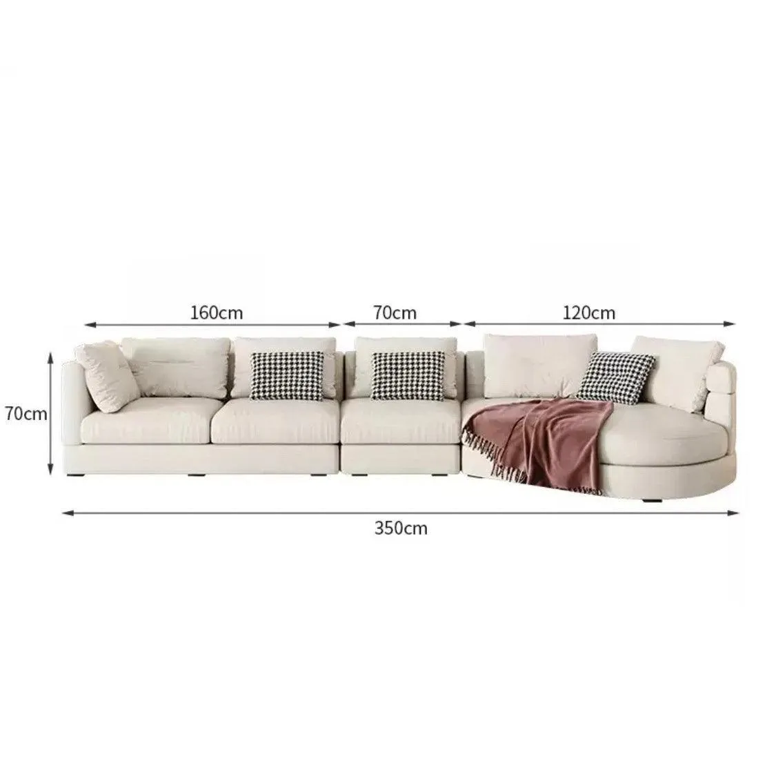 Bax Designer Sectional Round Chaise Sofa