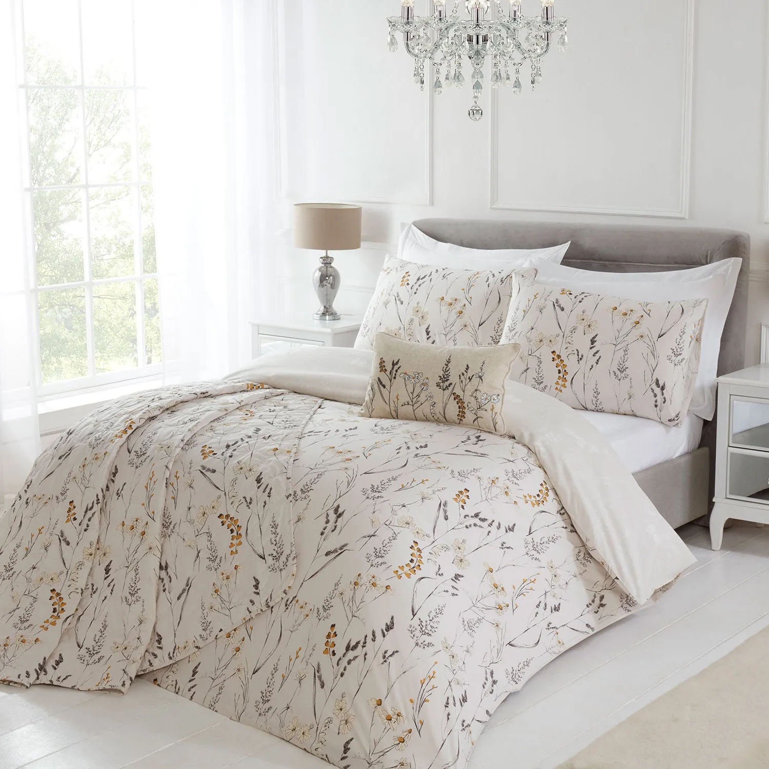 Becky Natural Floral 200TC 100% Cotton Duvet Set