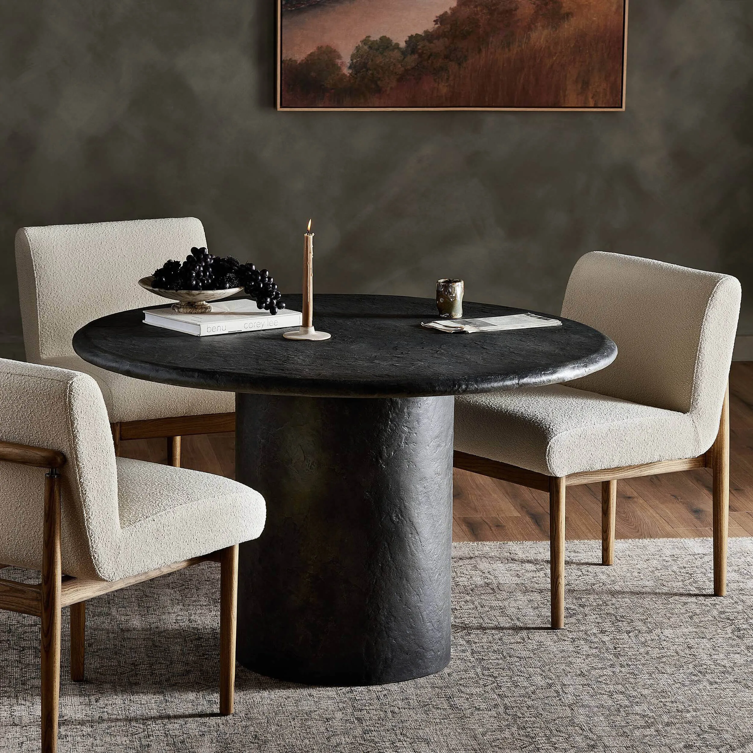 Bonnie Dining Table, Textured Black