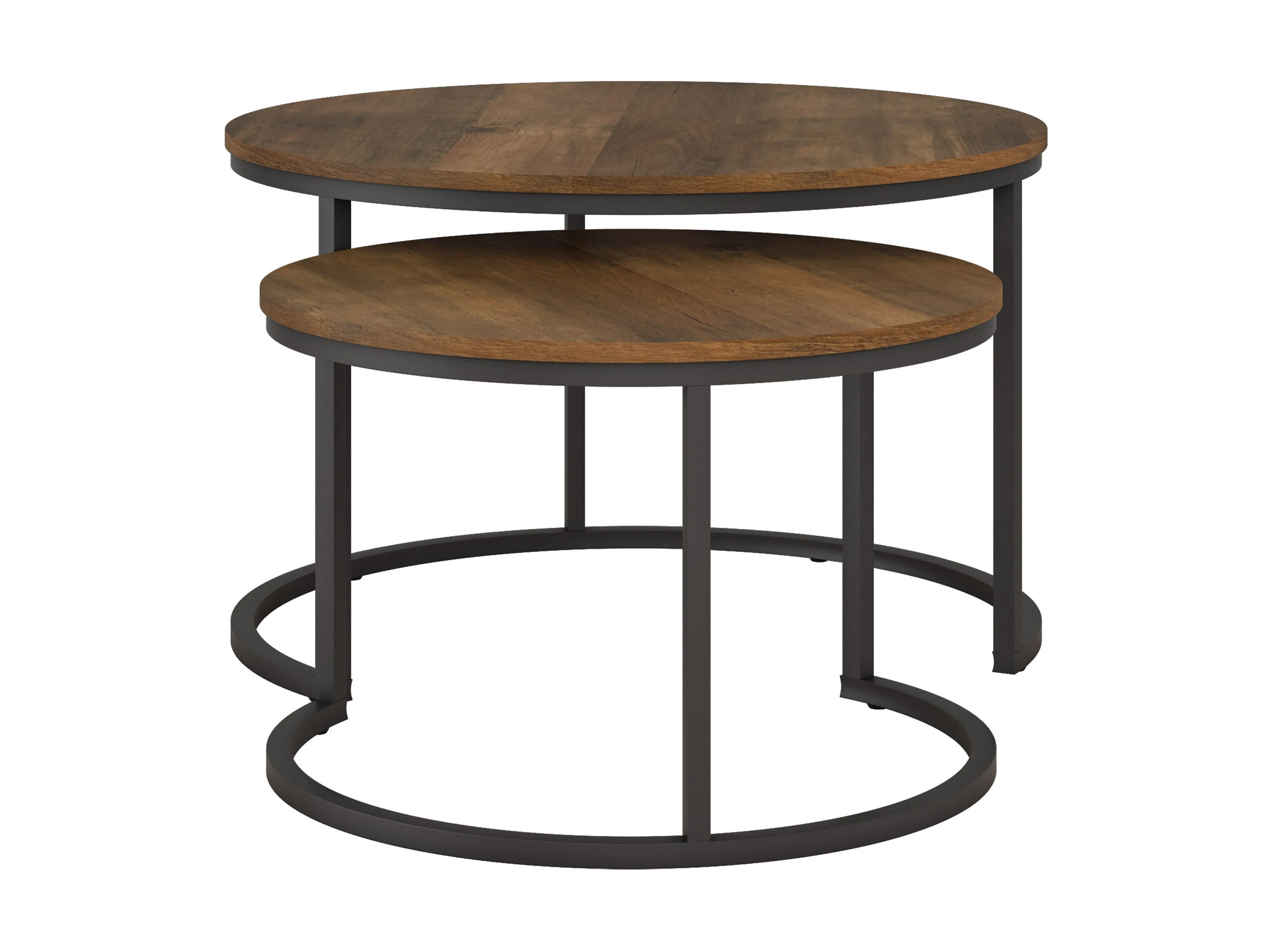 Brown Wood Round Nesting Coffee Tables