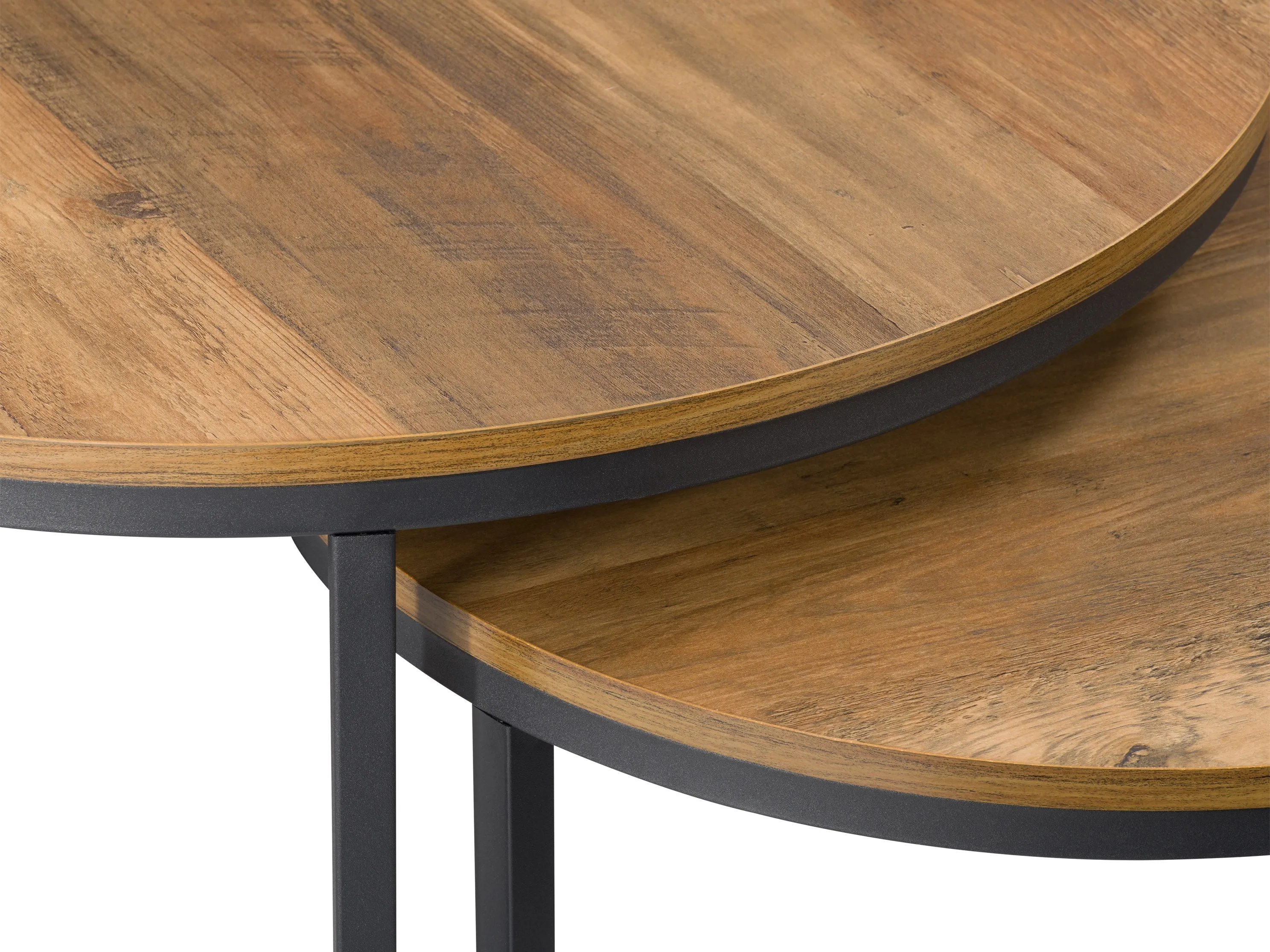 Brown Wood Round Nesting Coffee Tables