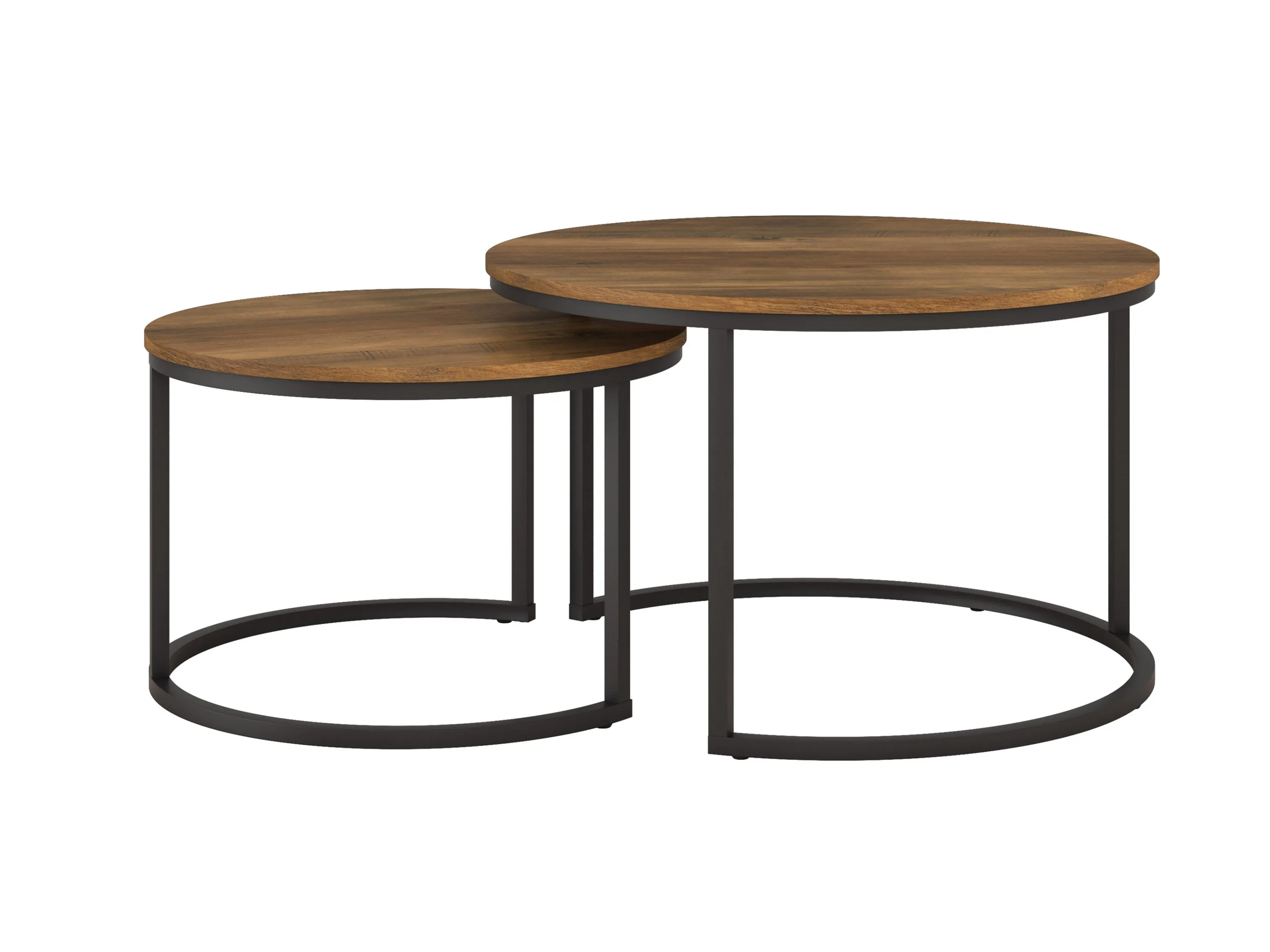 Brown Wood Round Nesting Coffee Tables