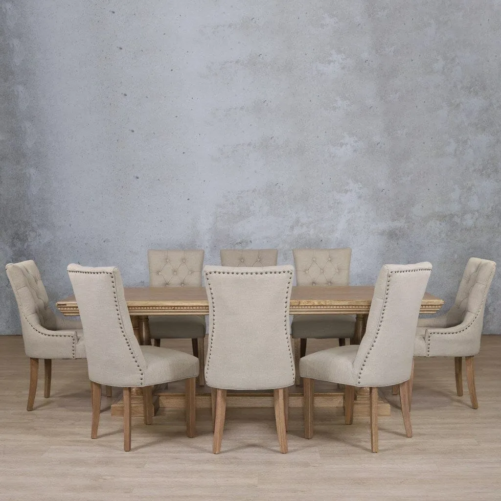 Charlotte Fluted Wood Top & Duchess 8 Seater Dining Set