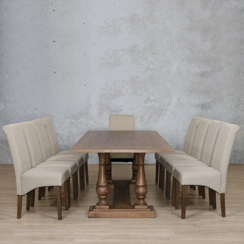 Charlotte Wood Top & Windsor 10 Seater Dining Set