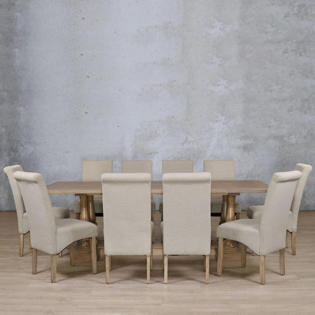 Charlotte Wood Top & Windsor 10 Seater Dining Set