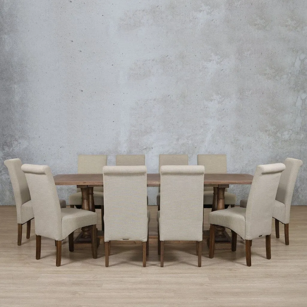 Charlotte Wood Top & Windsor 10 Seater Dining Set