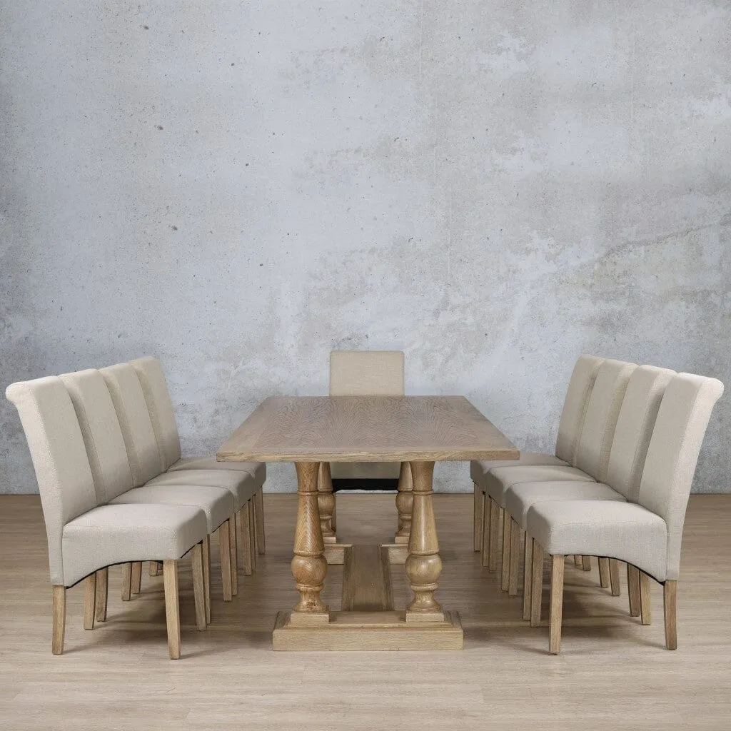 Charlotte Wood Top & Windsor 10 Seater Dining Set