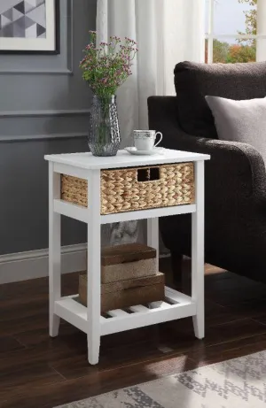 Chinu Accent Table in White & Natural Finish