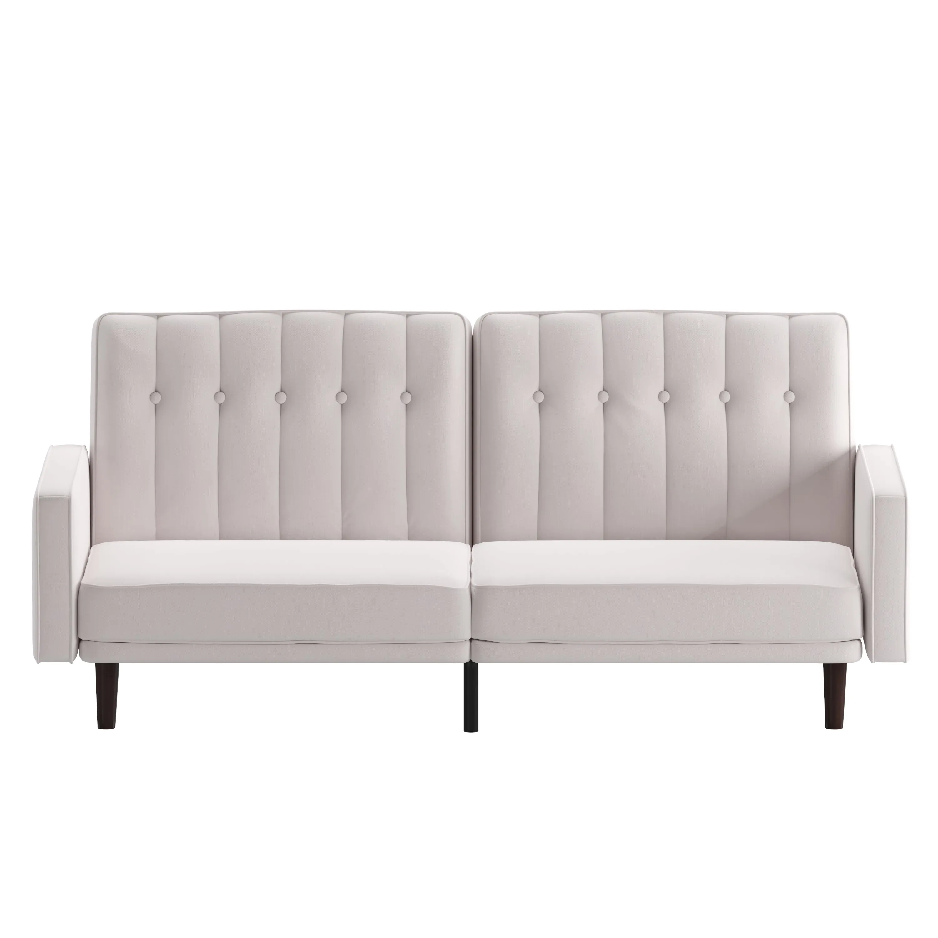 Citadel Premium Split Back Sofa Futon with Channel Tufted Upholstery and Solid Wood Legs