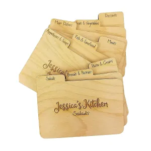 Custom Engraved Wood RECIPE DIVIDERS (Set of 9) with Tabs - Add Personalized Text to recipe dividers for Gift for the Cook in your life